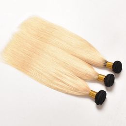 Elibess Brand T1B 613 Two Tone Colour Human Ombre Hair Extensions Dark Roots 3PCS OR 4PCS Lot Remy Hair Weave Promotion