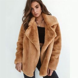 Fashion Women Winter Warm Outwear Fluffy Long Sleeve Coat 2018 NEW Solid Open Stitch Cardigan Femme Thin Coats Jackets clothes