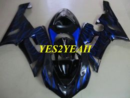Motorcycle Fairing body kit for KAWASAKI Ninja ZX6R 636 05 06 ZX 6R 2005 2006 Blue flames Black Fairings bodywork+Gifts KK19