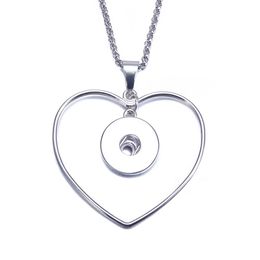 Noosa Snap Button Jewellery Heart Circle Pendant Snap Necklace with Link / Leather Chain Fit 18mm Snap Necklace Jewellery Women