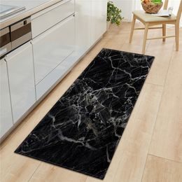 Black White Marble Printed Entrance Doormat Long Floor Mats Carpets for Living Room Kitchen Bathroom Rugs tapetes para casa sala262s