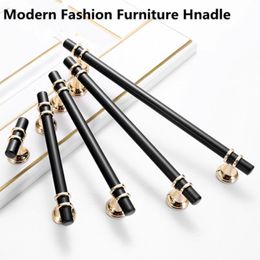 96 128 160 192mm handle Modern simple fashion solid creative good quality gold black kitchen cabinet wardrobe door handles drawer knob