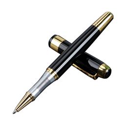 High quality metal roller ball pen classical black silver signature business gift pen with custom logo