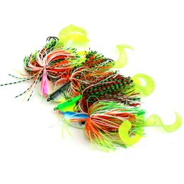 HENGJIA Multi-colors 40G Lead Octopus Head Jigs Fishing Lure Baits Rubber Skirts and Soft Lure Tail with 3D Simulation Eyes