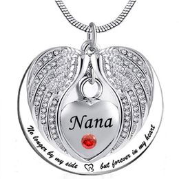 Cremation Jewellery Urn Necklace for Ashes No Longer by My Side But Forever in My Heart Angel wings Memorial Pendant for nana