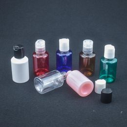 Portable 50ml cream lotion cosmetic container travel kits empty small transparent plastic bottle with disc cap LX1441