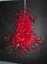 Lamps Crystal Chandeliers for Wedding Long Big Ceiling Light Red Coloured Hand Blown Murano Glass Chandelier Lighting