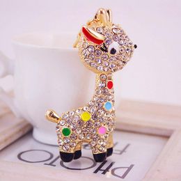 Fashion- Keychain Enamel Alloy Rhinestone Crystal Oil Drop Cute Animal Pendant Lobster Clasp Car Key Chains Fashion Keys Ring Handbag