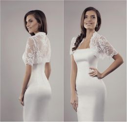 luxury sexy white ivory lace women wedding bolero jacket short sleeve bridal bolero top wraps women accessories for wedding