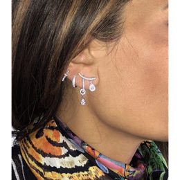colorful tear drop diamond cz drop charm earring long climber fashion elegance mulit piercing stud earrings