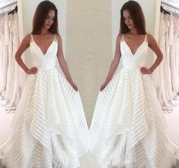 Bohemian Wedding Dresses A Line V Neck Long Boho Beach Country Garden Church Formal Bride Bridal Gowns Custom Made Plus Size