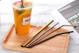dhl fedex free shipping 304 stainless steel straw green hotel milk tea coffee bent straight and bent straws 5 colors in stock