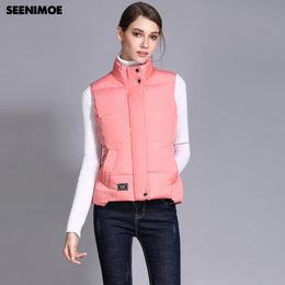 Seenimoe 2019 Women Vest Winter Cotton Vest Coat Women Solid Colour S-3XL Female Top Quality Sleeveless Jacket