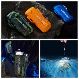 Colourful Intelligent Waterproof USB Charging Double ARC Lighter Portable Design For Cigarette Smoking Pipe Tool Sling Rope Innovative