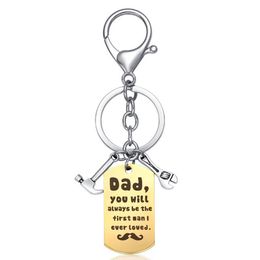 Stainless Steel Rectangular Pendant Jewellery Father's Birthday Gifts Keychain Gift Dad, you will always be First