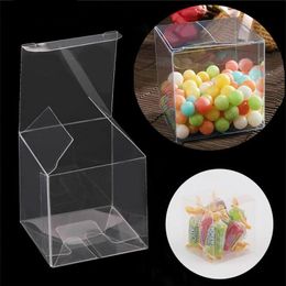 100pcs Square Transparent PVC Box Party Jewellery Candy Plastic Storage Box Clear Plastic Macaron Gift Packaging Boxes Case