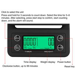 Timer Coffee Scale Digital Weight Balance For Home Office Cooking Scale 100pcs