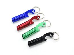 100pcs/Lot 2 In 1 Kit Mini Aluminium Keychain Keyring Beer Bottle Opener with Whistle US Free DHL Shipping Metal Key Chain Ring