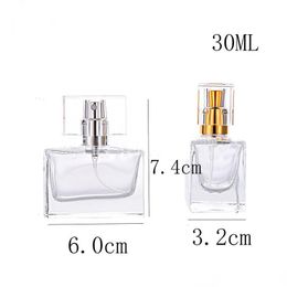 30ML Square Glass Perfume Bottle 1OZ Cosmetic Dispensing Nozzle Spray Bottles with Pump Atomizer 50pcs Free Shipping