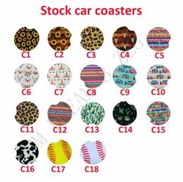 18 Styles Car Coasters Baseball Softball Design Neoprene Car Cup Holder Coasters For Cup Mugs Mat Contrast Home Decor Accessories
