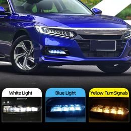2Pcs For Honda Accord 2018 2019 2020 Daytime Running Light LED DRL fog lamp Driving lights Yellow Turn Signal Lamp