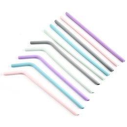 2021 new arrival reusable drinking straw ecofriendly silicone straw set with cleaning brush for home party bar kitchen tools