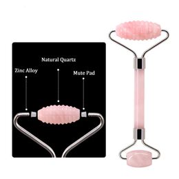 JD017 pink Quartz jade Roller Double Head wave roller facial Massager welded integrated mute metal