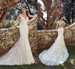 Scoop Neck Lace Mermaid Wedding Dresses Tulle Applique Court Train Wedding Bridal Gowns robe de mariee