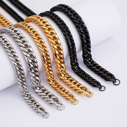 KS107380-Z top quality 9mm 24 inch (60cm) Gold/silver/black stainless steel shiny smooth curb link chain necklace for mens Cool gift Jewellery
