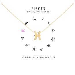 Minimalism 12 Constellation Pisces Necklaces For Women Zodiac Gold Sliver Chains Necklace Valentine's Gifts Fashion Jewellery