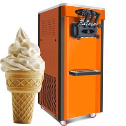 Free Shipping CE 3 flavor soft ice cream machine, cappuccino yogurt, soft ice cream machine with refrigerant