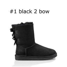 Hot Sale- girl classic snow boots bowtie ankle short bow fur boot for winter black Chestnut fashion size 36-41