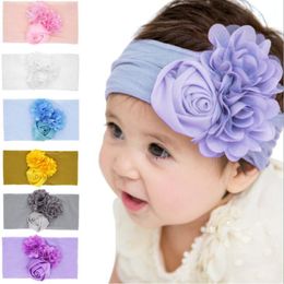 Cute infant headband flower hairband baby boys girls floral headwear rose nylon hair accessories for 6 different colors