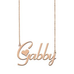 Gabby Name Necklace Pendant for Women Girls Birthday Gift Custom Nameplate Kids Best Friends Jewellery 18k Gold Plated Stainless Steel