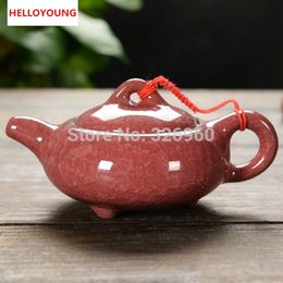 Different Colours Handmade Chinese Traditional Crackle Glaze Teapot Ceramic Tea Service Pottery Kettle Chinaware Preferred