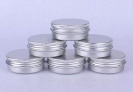 Empty 30ml silver metal aluminum cosmetic jar, 30g Solid Perfume Cosmetic Packaging Jar Sample Can