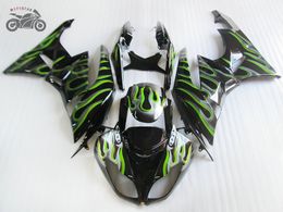 Aftermarket fairings kit for KAWASAKI Ninja ZX-6R 2009 2010 2011 2012 green flames body fairing set 2009-2012 ZX6R ZX 6R 636 ZX636