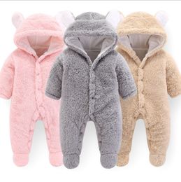 Designer Baby Clothes Solid Baby Girls Hooded Rompers Warm Infant Boy Jumpsuits Cute Toddler Outwear Christmas Baby Clothing 3pcs DW4158