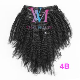 Newest European Human Hair 4A 4B 4C Kinky Curly Natural Black Cuticle Aligned Full Head Virgin Customer Customised Clip In Hair Extensions