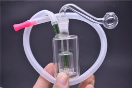 wholesale Oil Burner Bong Water Pipes with 10mm Male Thick Pyrex Glass Oil Burner Pipe with hose small smoking water bong dhl free