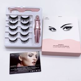 Upgraded Magnetic Liquid Eyeliner & Magnetic False Eyelashes & Tweezer Set 5 Pairs Magnet False Eyelashes kit No Glue Make Up Tools 3 in1 se