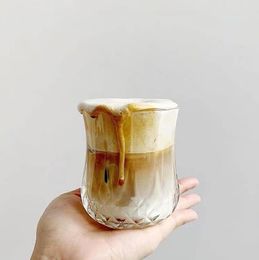 Iced lattes cup latte art pieces coffee cups vintage glasses cup high-look-level lemonade cups Short diamond glass Drinkware