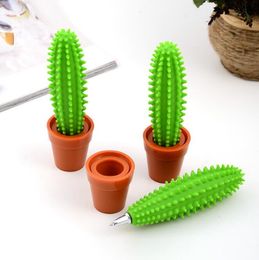 -Cactus en pot de bande dessinée cactus en forme de stylo de 1,0 mm stylo bille bleu encre bonsaï modélisation bureau bille de bille d'écriture fournitures école école ha462