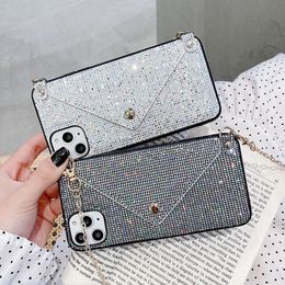 Credit Card Phone Cases Wallet Crossbody Long Chain For iPhone 14 13 12 11 Pro XR X XS Max 7 8 6S Plus Snake skin texture Cover with Strap