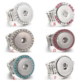 Fashion Snap Rings Rhinestone Ring DIY 18mm Ginger Snap Button Stretch Elastic Band Rings Women Men Jewellery