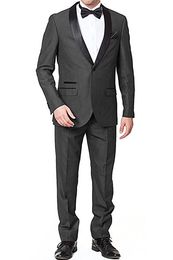 Cheap And Fine Shawl Lapel Groomsmen One Button Groom Tuxedos Men Suits Wedding/Prom/Dinner Best Man Blazer(Jacket+Pants+Tie) G07