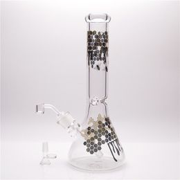 13.8in Hookah beaker Colour pattern glass bong waterpipe dabrig with 1 clear bowl included Global delivery