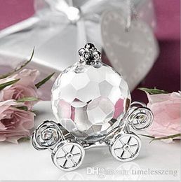 Solid Colour Crystal Pumpkin Carriage Figurines With Gift Box Crafts Art&Collection Baby Shower Gift Souvenir Home ---FP1018