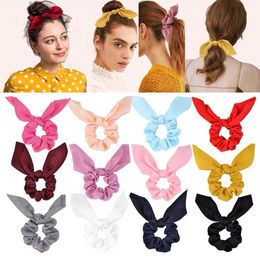 2020 New Elegant Bowknot Silk Scrunchie Elastic Hair Band Women Girls Vintage Ponytail Holder Hair Rope Hair Accessories