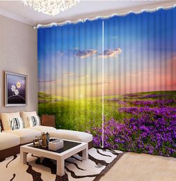 Lavender sun sunset Custom 3D Curtain Bedroom Living Room Hote Office 3D Photo Print Blackout Curtains